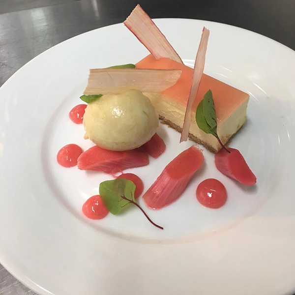 Rhubarb Cheesecake at The Palm Pavilion Restaurant in Whitstable